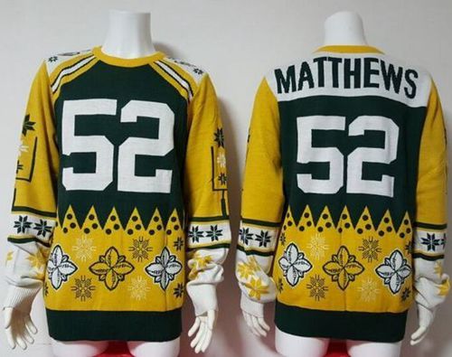Nike Packers #52 Clay Matthews Green/Yellow Men's Ugly Sweater